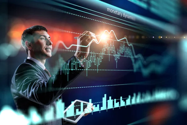 Företagsdiagram och handelsövervakare — Stockfoto