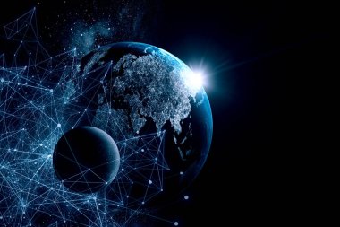 Küresel teknoloji kavramı. Görüntünün elementleri NASA tarafından desteklenmektedir