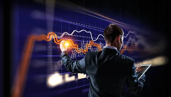 Gráfico de negocio y monitor de comercio — Foto de Stock