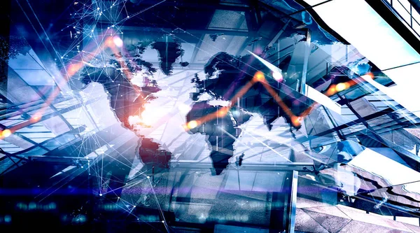Global financial markets concept. . Mixed media — Stock Photo, Image