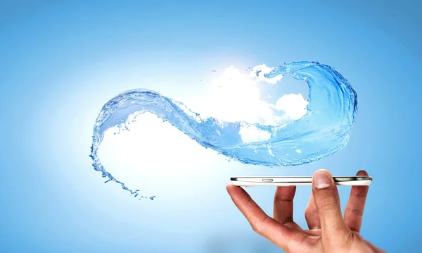 Water splash on blue background — Stock Photo, Image