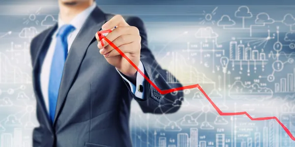 Businessman drawing increasing graph — Stock Photo, Image