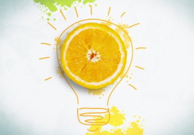 Conceptuele afbeelding met oranje