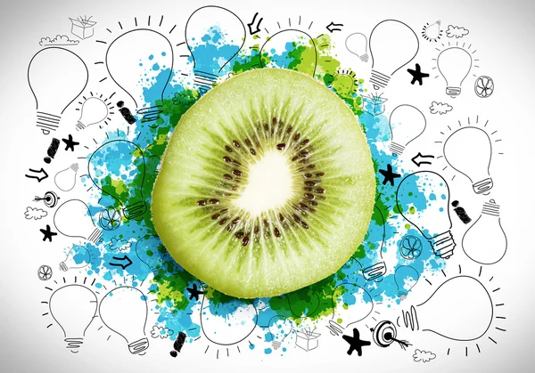 Juicy kiwi with sketch — Stock Photo, Image