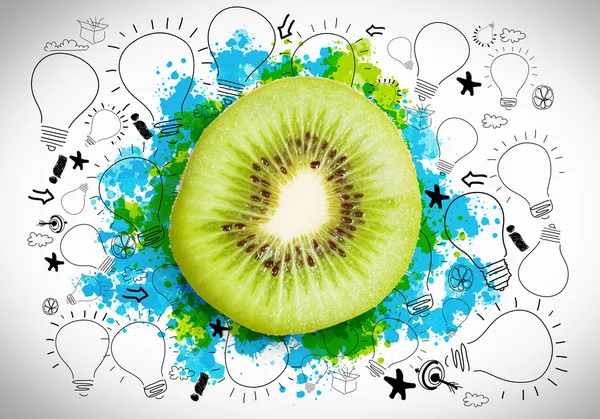 Juicy kiwi with sketch — Stock Photo, Image