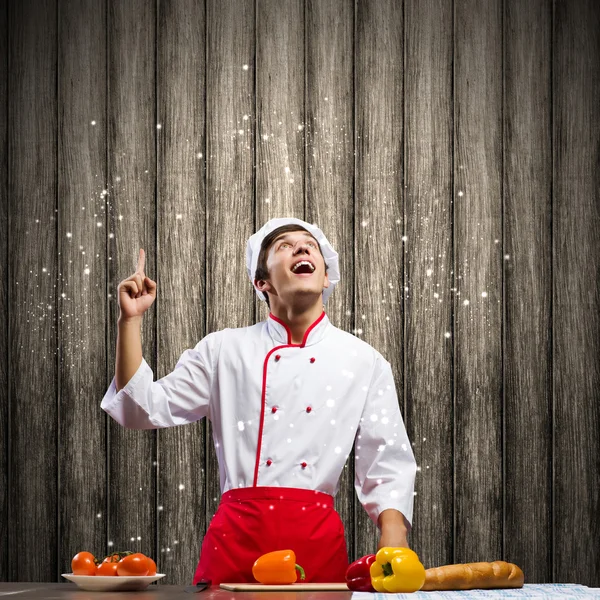 Koken en ingrediënten vliegen in de lucht — Stockfoto