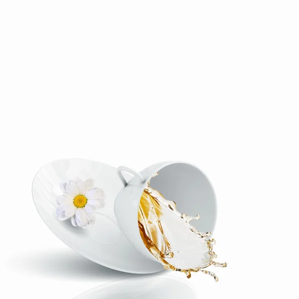 Białe filiżanka herbaty z rumianku — Zdjęcie stockowe