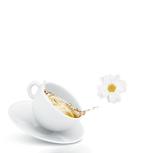 Taza blanca de té de manzanilla — Foto de Stock