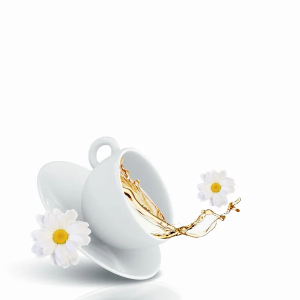 White cup of chamomile tea — Stock Photo, Image