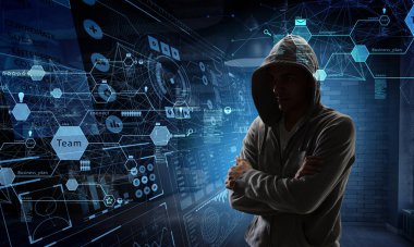 Siber güvenlik kavramı. Karışık ortam