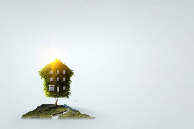 Yeşil çimen eko evi. Karışık ortam