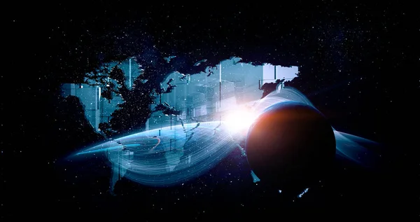Globalt teknikkoncept. Delar av den bild som tillhandahålls av NASA. Blandade medier — Stockfoto