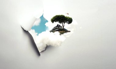 Ağaç ve manzaranın resmi