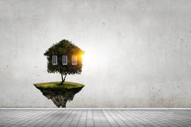 Yeşil çimen eko evi. Karışık ortam