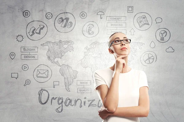 Young businesswoman portrait, thinking face expression — Stock Photo, Image