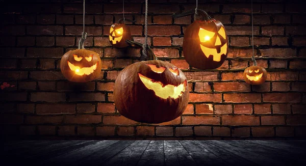 Imagen de Halloween con calabazas. Medios mixtos —  Fotos de Stock