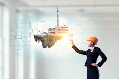 Bacalı sanayi manzarası. Karışık ortam