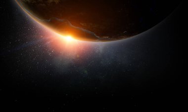 Dış uzaydaki gezegenin görüntüsü.