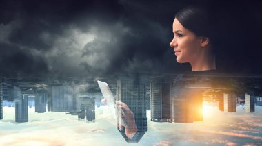 Akıllı şehir konsepti. Karışık ortam