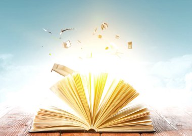 Kitap dünyası konsepti. Karışık ortam