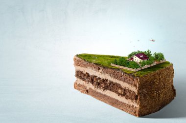 Yeşil çimlerin üzerinde Küçük Eko Evi