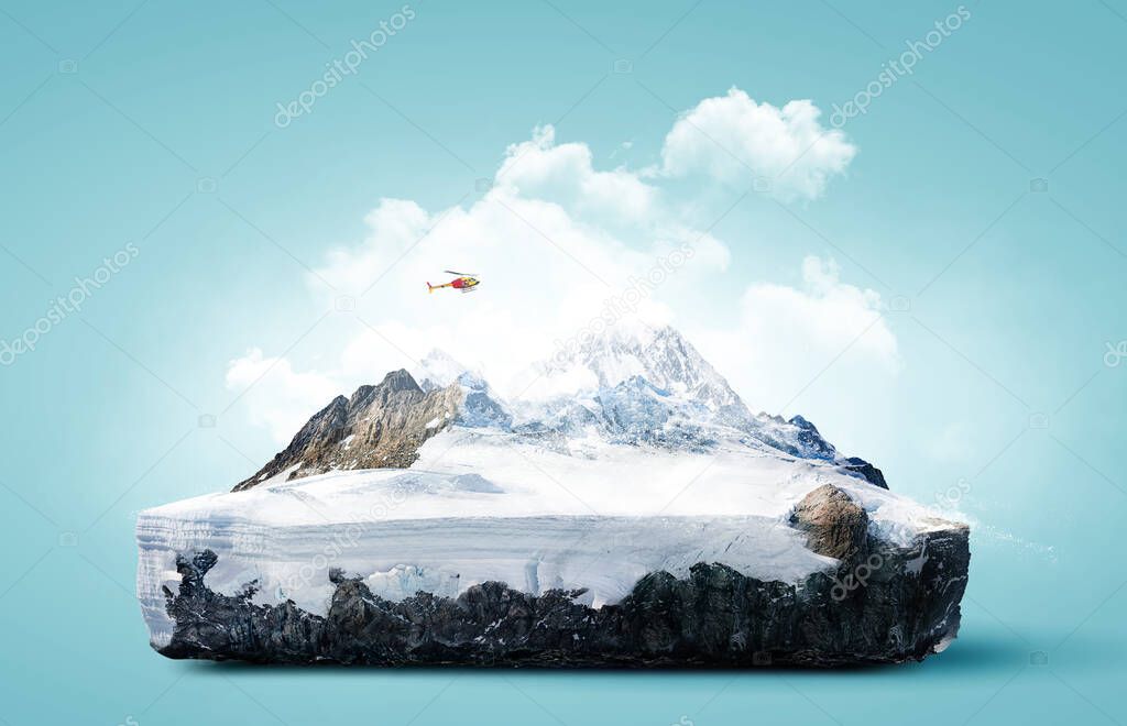 Alpine landscape image . Mixed media