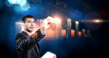 İş grafiği ve ticaret monitörü. Karışık ortam