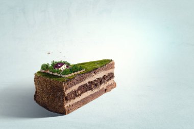 Yeşil çimlerin üzerinde Küçük Eko Evi