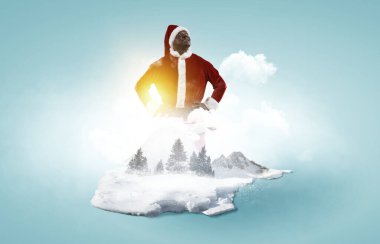 Mutlu Noel Baba. Noel konsepti. Karışık ortam