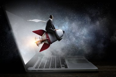 Roketli bir iş adamı. Karışık ortam