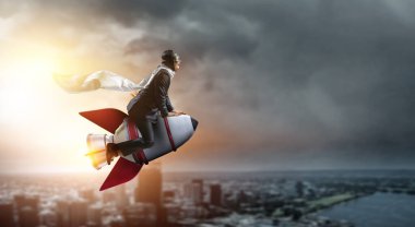 Roketli bir iş adamı. Karışık ortam