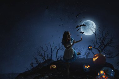 Korkunç cadılar bayramı görüntüsü. Karışık ortam