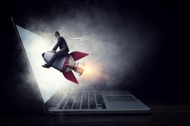 Roketli bir iş adamı. Karışık ortam