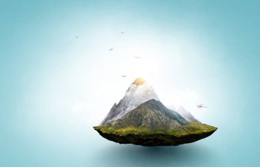 Dağların tepesinde kar. Karışık ortam