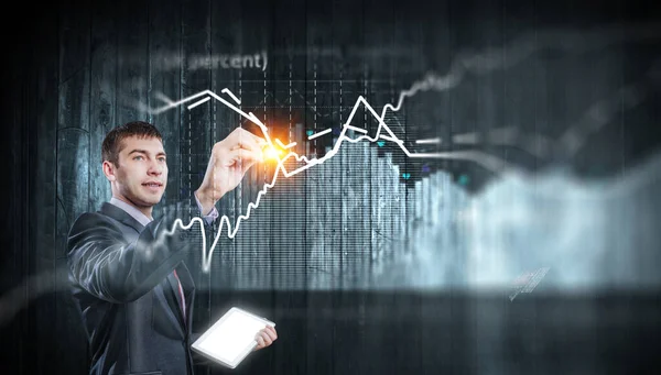 Üzleti grafikon és a kereskedelem nyomon követése — Stock Fotó