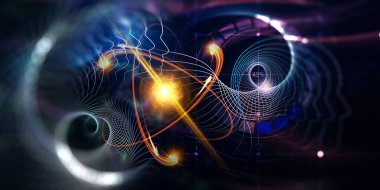 Nanoteknoloji, molekül ve atom modeli görüntüsü. Karışık ortam