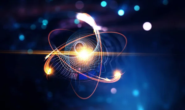 Nanotechnologia Model Cząsteczki Atomu Media Mieszane — Zdjęcie stockowe