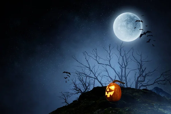 Halloween Design Med Läskiga Pumpor Blandade Medier — Stockfoto