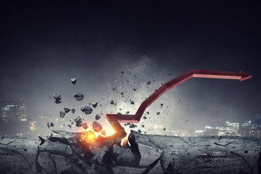 Büyüme konsepti oku. Karışık ortam