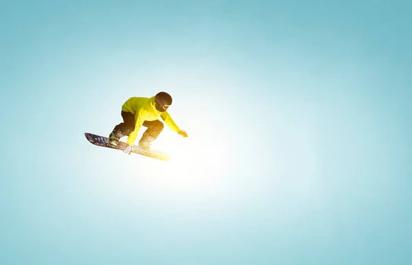 Snowboarder Paysage Des Alpes Techniques Mixtes — Photo