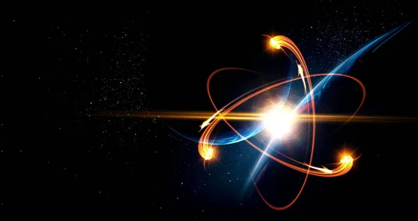 Nanotechnológia Molekula Atommodell Kép Vegyes Média — Stock Fotó