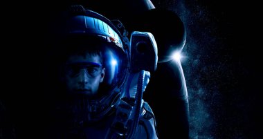 Astronot ve uzay keşfi teması. Karışık ortam