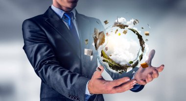 Ekoloji ve küresel iletişim kavramı. Karışık ortam