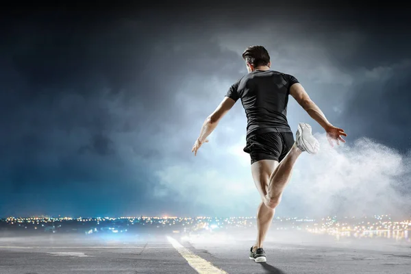 Man Sportkläder Löpning För Träning Fitness Och Hälsosam Livsstil Blandade — Stockfoto