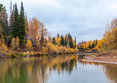 Autumn landscape with the river clipart