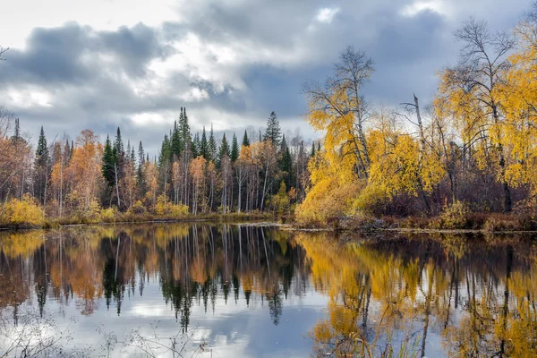 Podzimní krajina s řekou — Stock fotografie