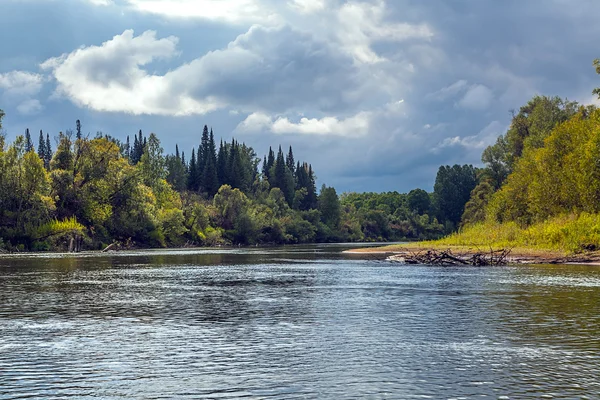 Landscape with the river on cloudy day — Stock Photo, Image