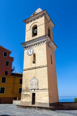 Ancient bell tower in Manarolla clipart
