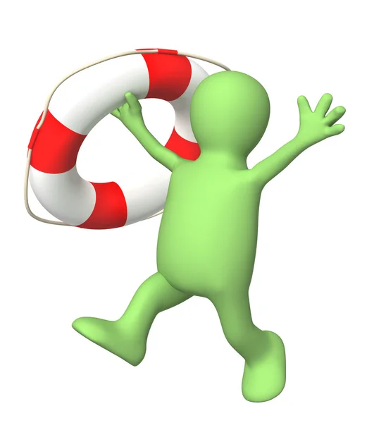 Kukla ile bir lifebuoy — Stok fotoğraf