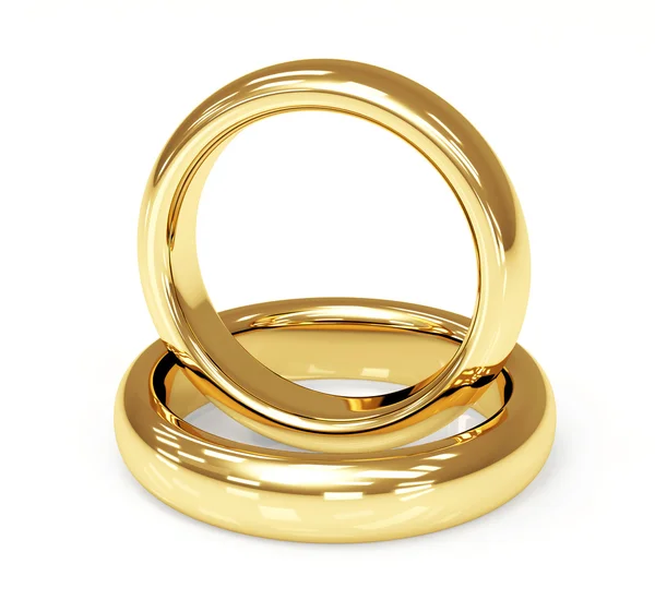 Dos anillo de bodas de oro 3d —  Fotos de Stock